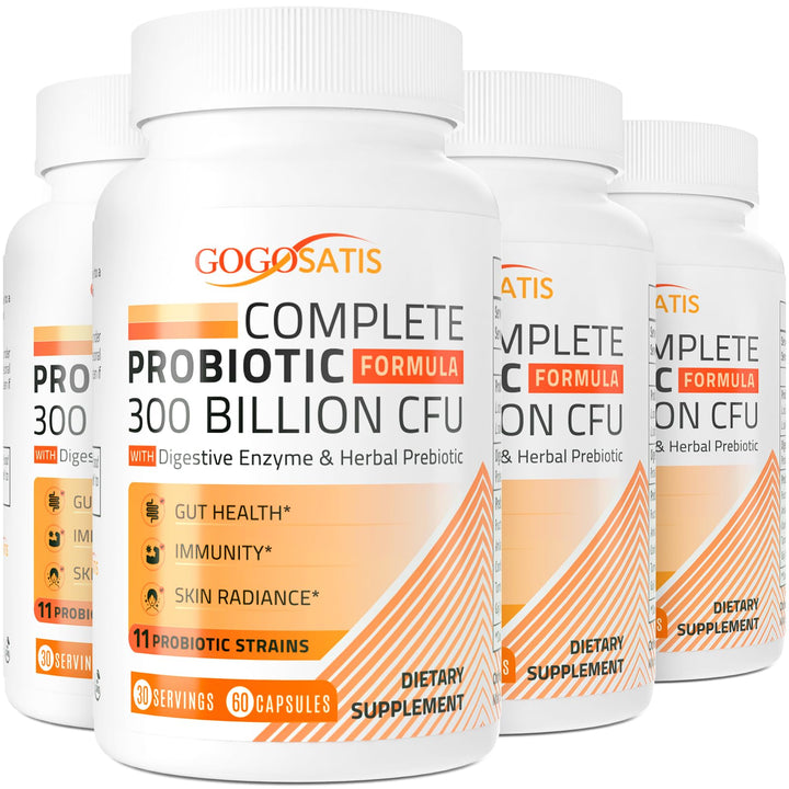 Probiotics for Women & Men, 300 Billion CFU 11 Strains + Organic Herbal & Digestive Enzymes, Probiotic for Digestive Health, Gas & Bloating, Immune, Gut Health for Women & Men, Shelf Stable, 240 Caps