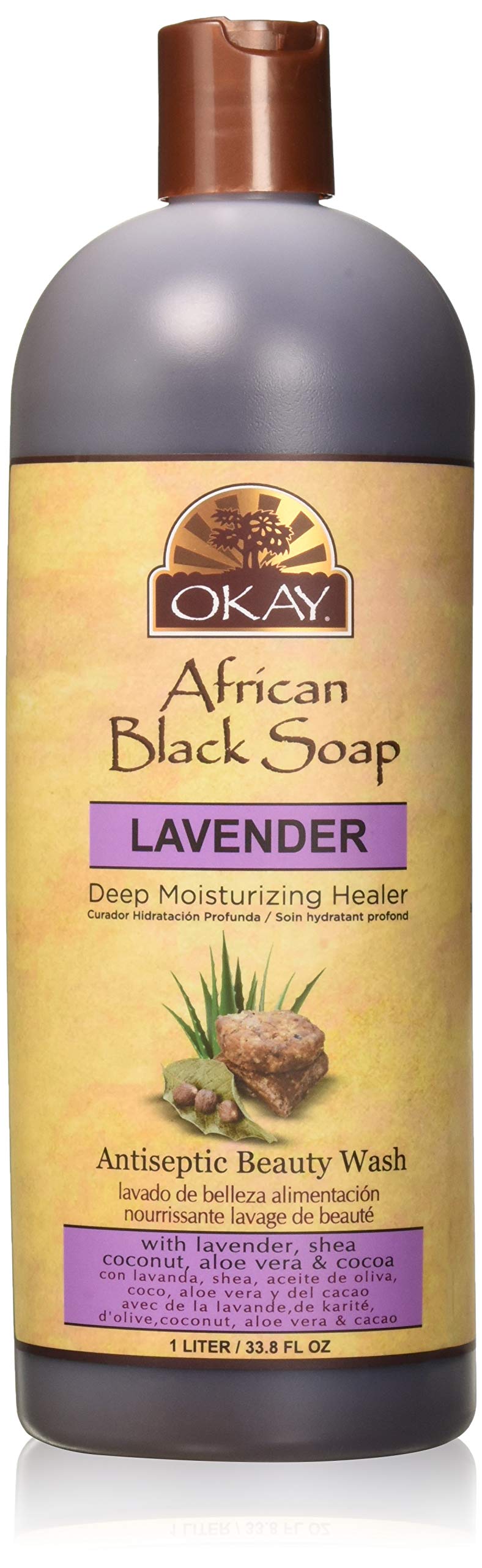 Okay African Black Soap Liquid, Lavender, 33 Ounce