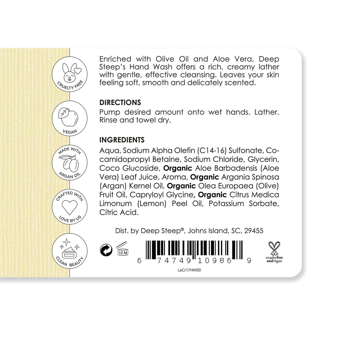 UNKNOWN Deep steep argan oil liquid hand wash, 17.6 ounce (lemon cream)