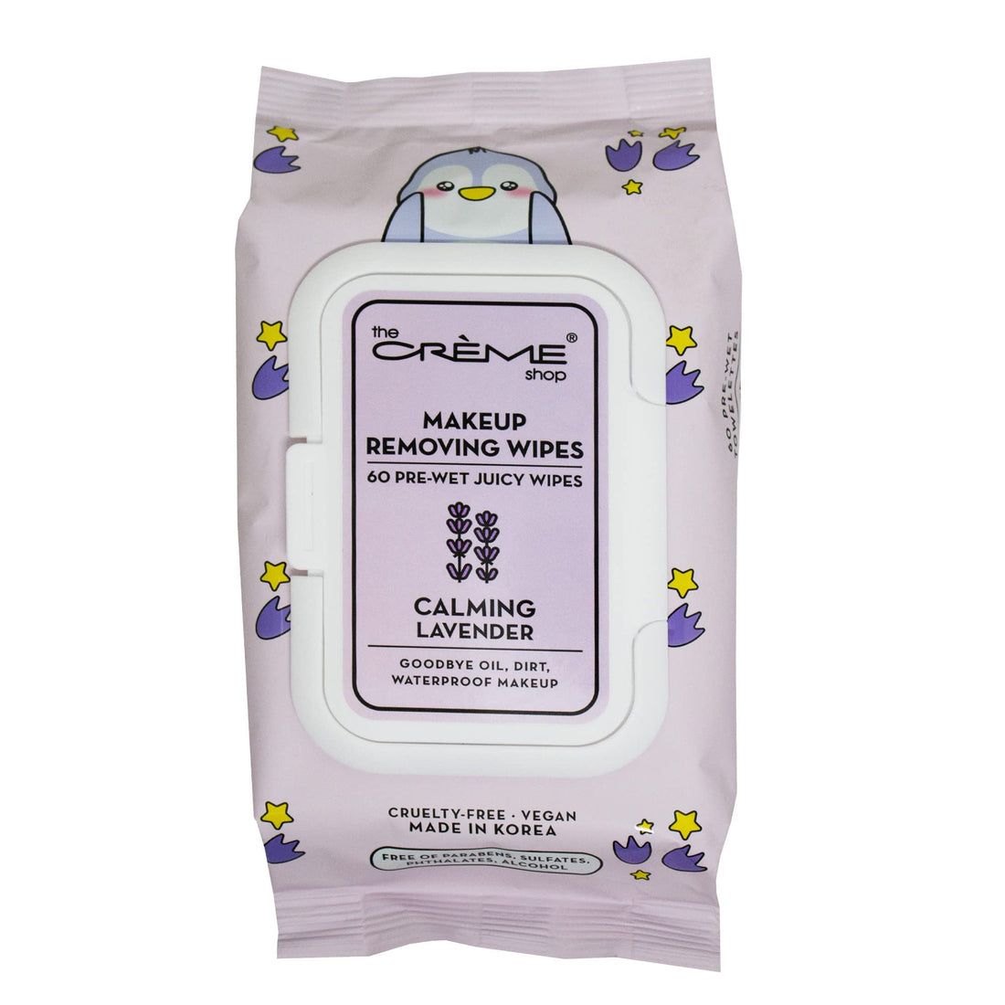 The Crème Shop Juicy Makeup Remover Wipes Made with Calming Lavender | Make Up Remover | Cleansing Wipes | Hydrating Makeup Wipes (60 Pre-Wet Juicy Wipes)