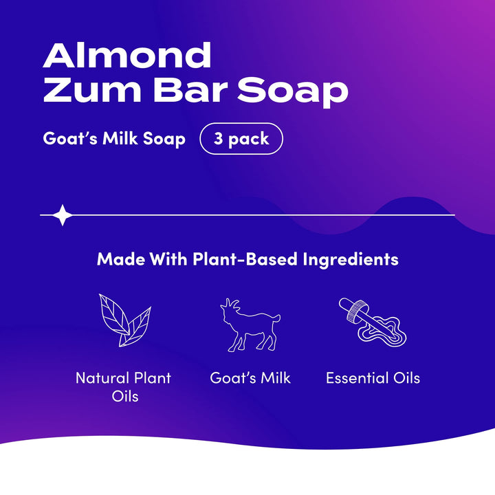 Indigo Wild: Zum Bar Goat's Milk Soap Bar, Almond 3 oz (3 pack)