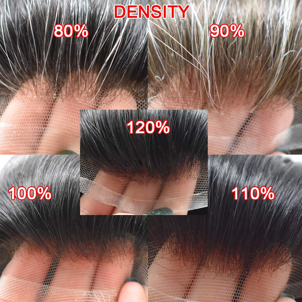 Human Hair Toupee for Men, N.L.W. European Human Hair Pieces for Men with 10 x 8 Super Thin French Lace,#1B Off Black