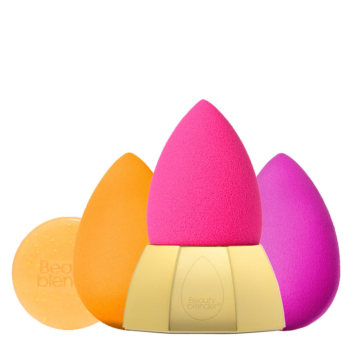 Beautyblender® | Cosmo Beauty Blender 5-Piece Essentials Set - 3 Makeup Sponges, 1 Sponge & Brush Cleanser, Nest Stand, Professional Application, Vegan & Cruelty Free, Made in the USA