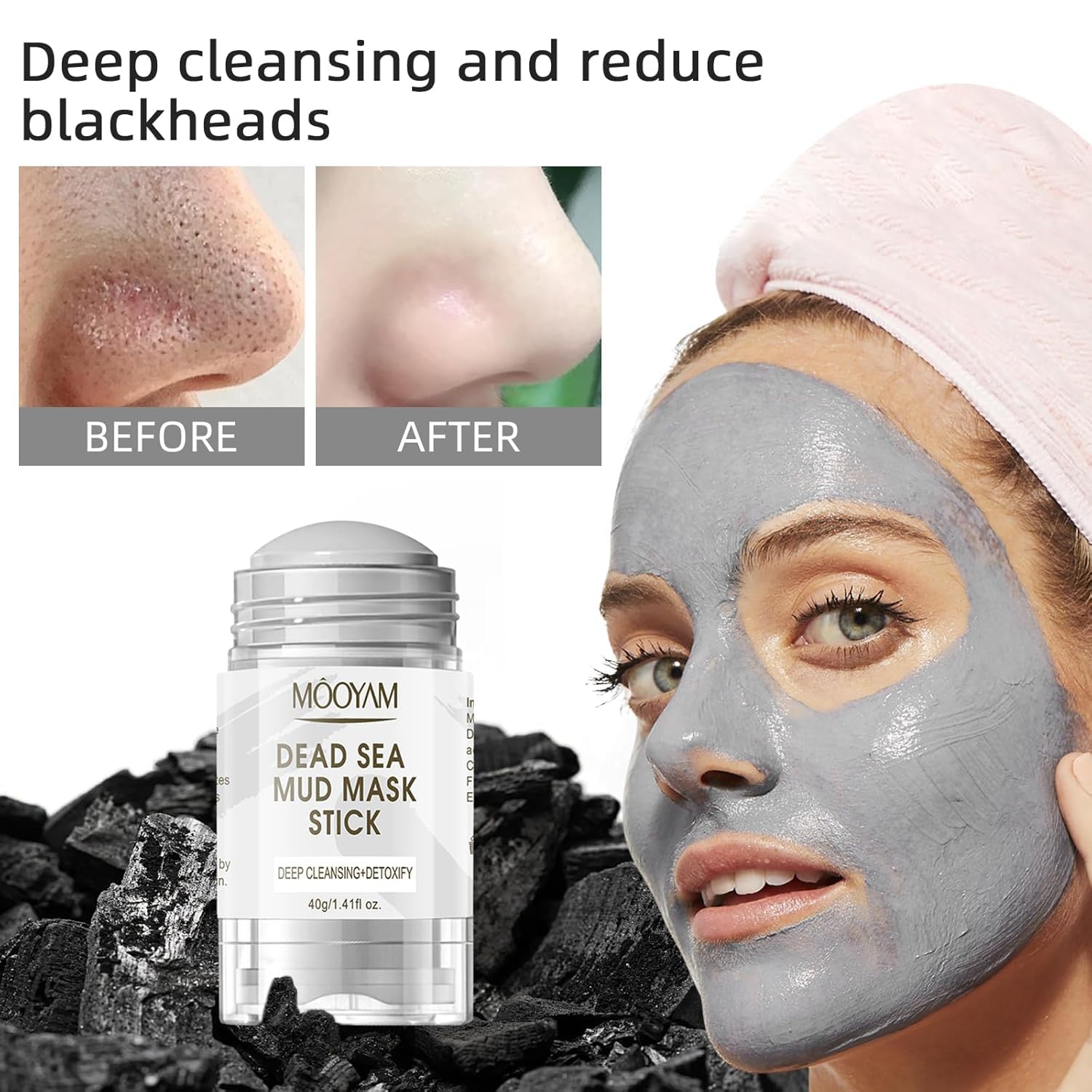 GUOYAOLIFU Clay Mask for Face, Dead Sea Mud Mask Stick Purifying Face Mask Deeping Cleanser Blackhead Detoxify Blemished Skin Oil Control, Dead Sea Mud Mask Skin Care for All Skin Types