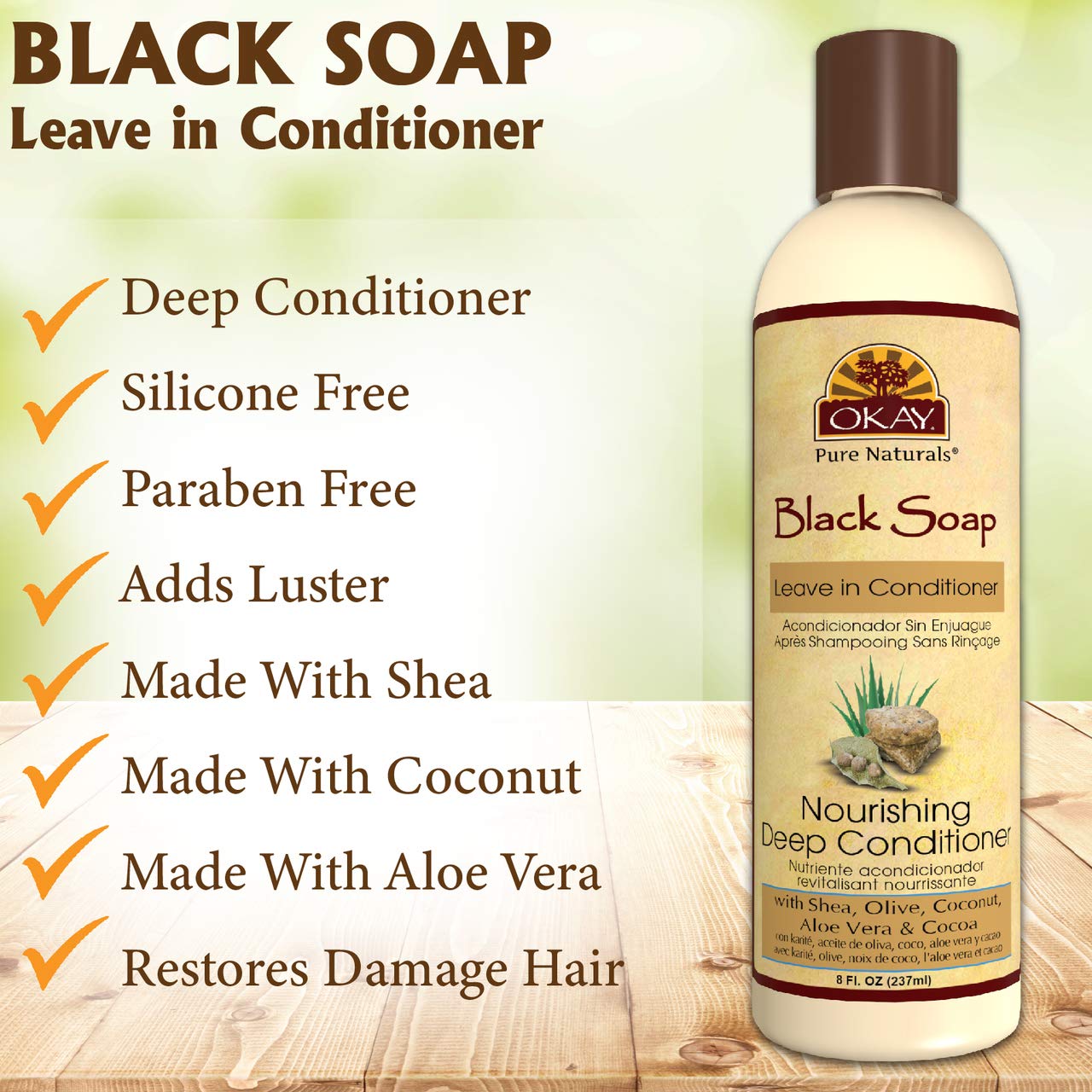 OKAY African Black Soap Leave In Conditioner, 8 Fluid...