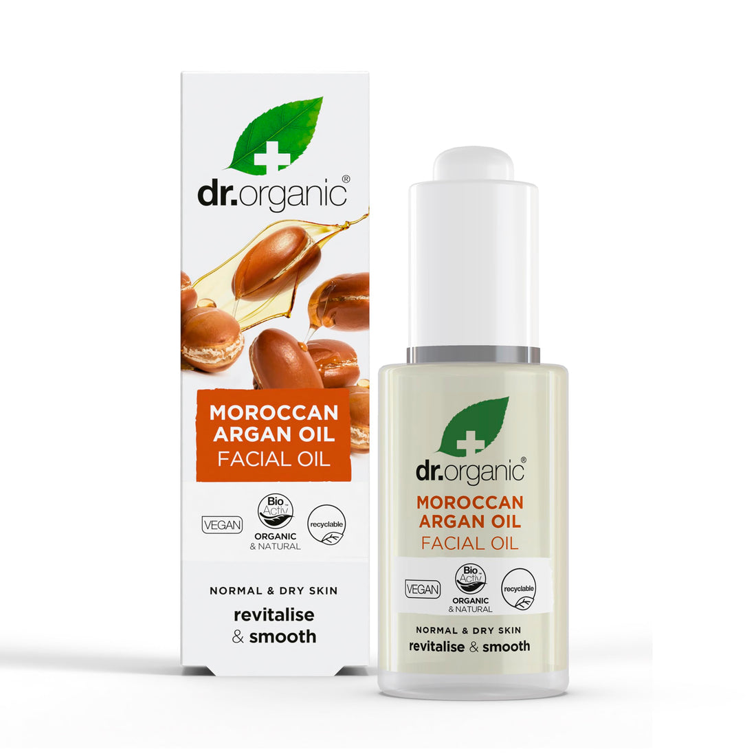 Dr. Organic Moroccan Argan Oil Facial Oil | Nourishing for Healthy Aging, Non-Greasy, Smoothes and Replenishes Skin, Natural, Vegan, Certified Organic, 30 mL / 1 fl oz