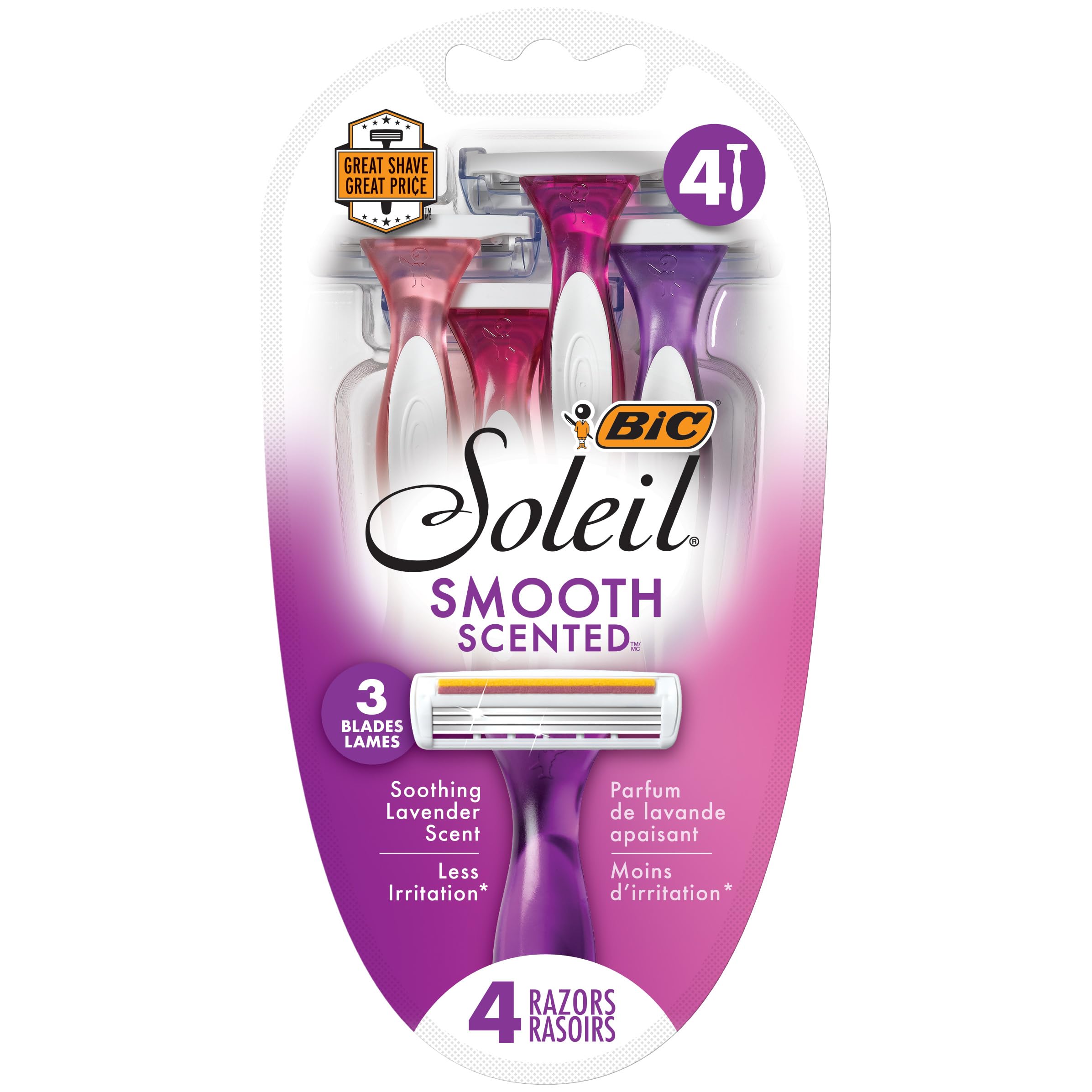 BIC Soleil Twilight Disposable Razor, Women, 4-Count