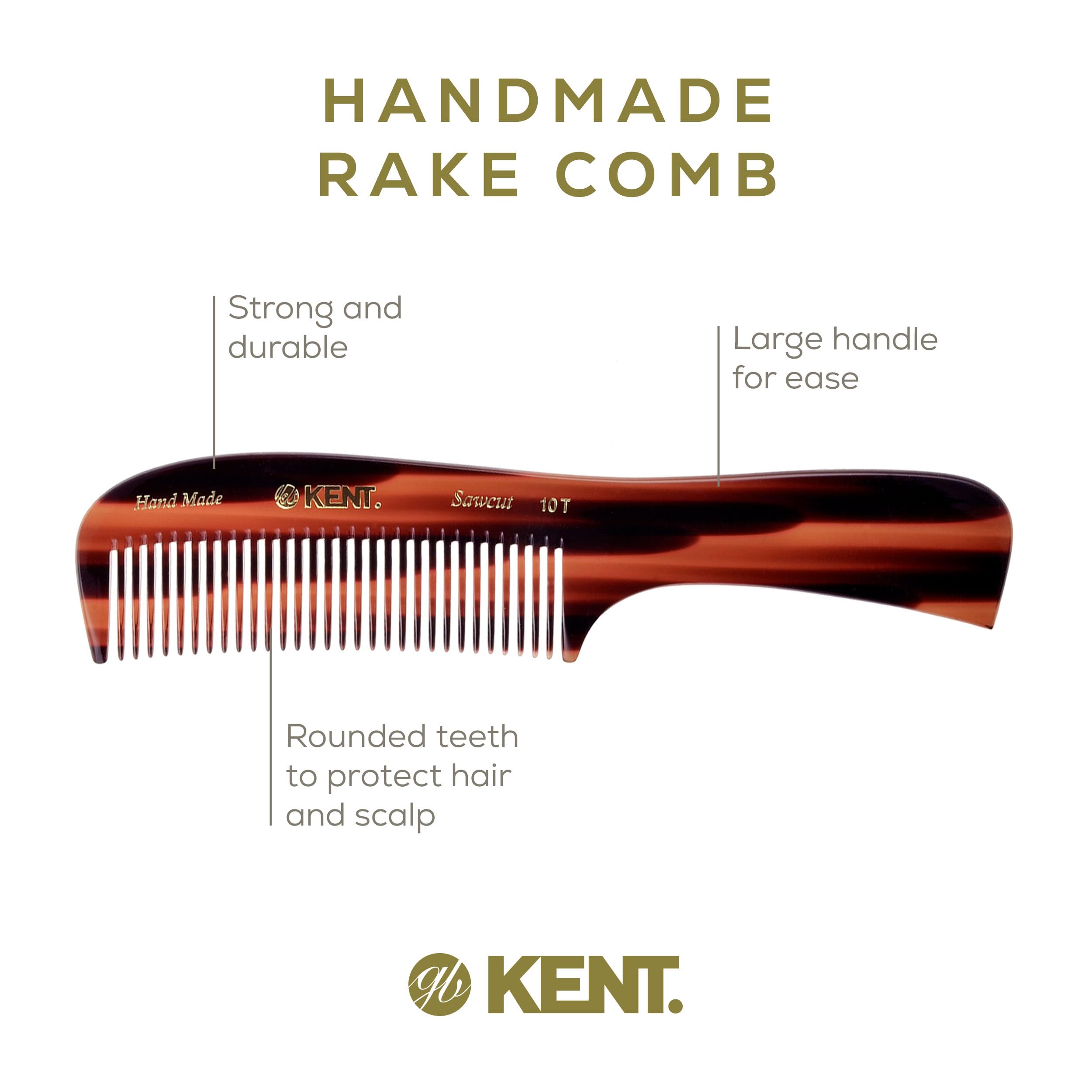 Kent 10T Large Wide Tooth Comb - Rake Comb Hair Detangler / Wide Tooth Comb for Curly Hair - Beard Combs/Hair Comb Hair Care Detangling Comb - Hair Comb for Men Hair Supplies - Natural Hair Comb Set