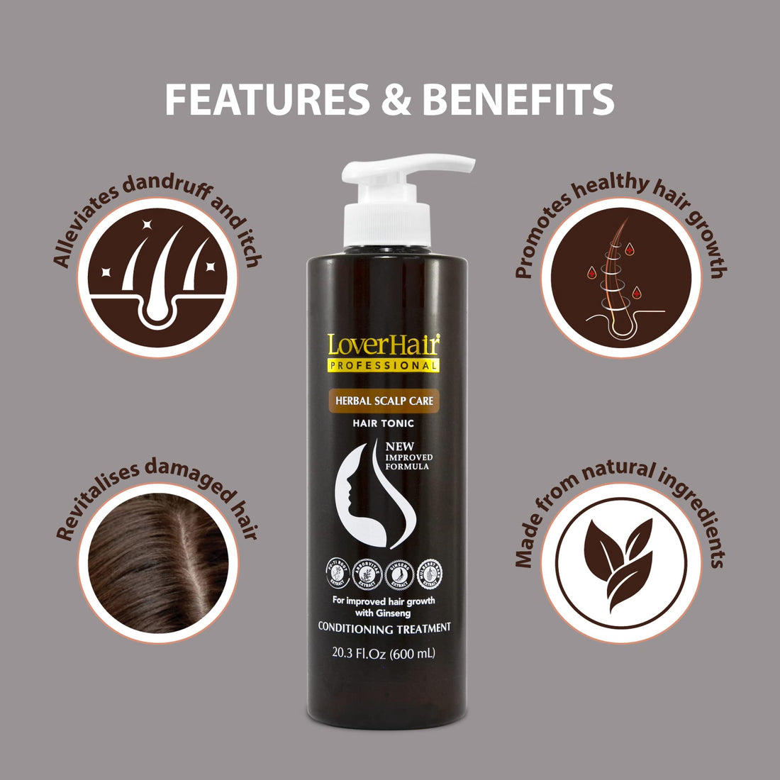 LoverHair Professional Herbal Scalp Care Conditioner 20.3 fl.oz (600ml)