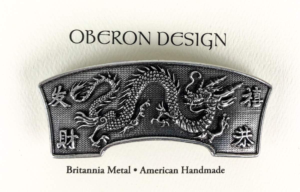 Dragon Hair Clip, Medium Hand Crafted Metal Barrette Made in the USA with a 70mm Imported French Clip by Oberon Design