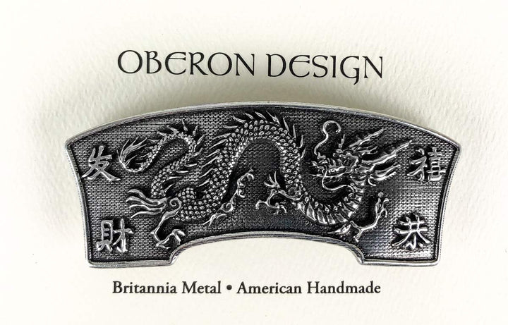Dragon Hair Clip, Medium Hand Crafted Metal Barrette Made in the USA with a 70mm Imported French Clip by Oberon Design