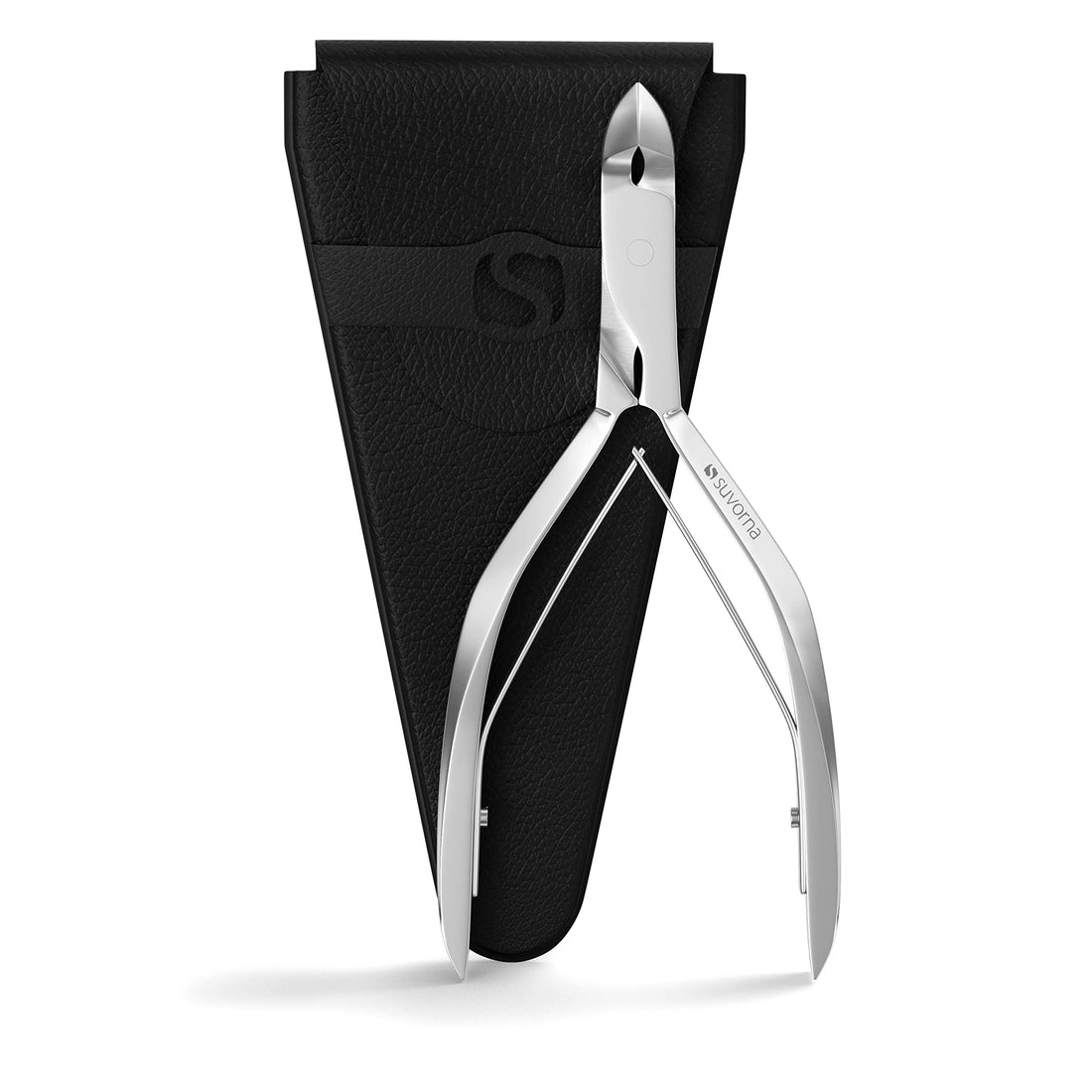 Suvorna Manipro Professional Cuticle Nail Nipper Cutter with Leather Case, Polished Steel, 3.2 Ounce