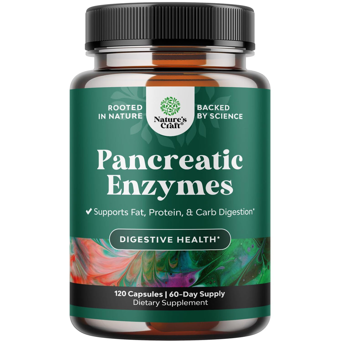 Natures Craft Pancreatin Digestive Enzymes for Digestive Health - Pancreatic Enzymes for Humans with Fat Carb and Protein Women and Men - Protease Amylase & Lipase Digestion -120ct