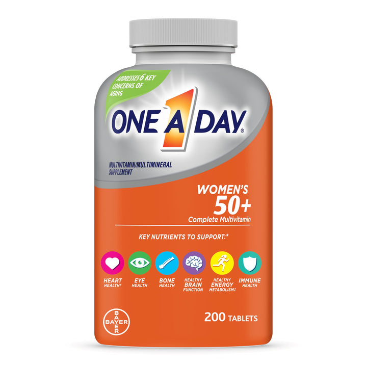 One A Day Women’s 50+ Multivitamins Tablet, Multivitamin for Women with Vitamin A, C, D, E and Zinc for Immune Health Support*, Calcium & more, 200 Count