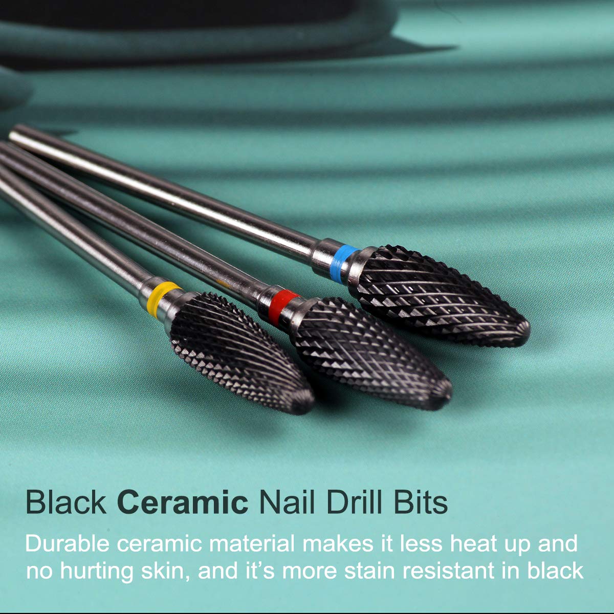 (3U-Red) Ceramic Nail Drill Bits 3/32''(2.35mm) Electric Nail Filing Bit Heads for Manicure Pedicure Cuticle Remove Acrylic Nails Gel Nail Polish …