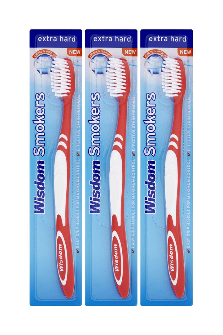 Pack of 3 : 3 x Wisdom Smokers Extra Hard Brush Toothbrush