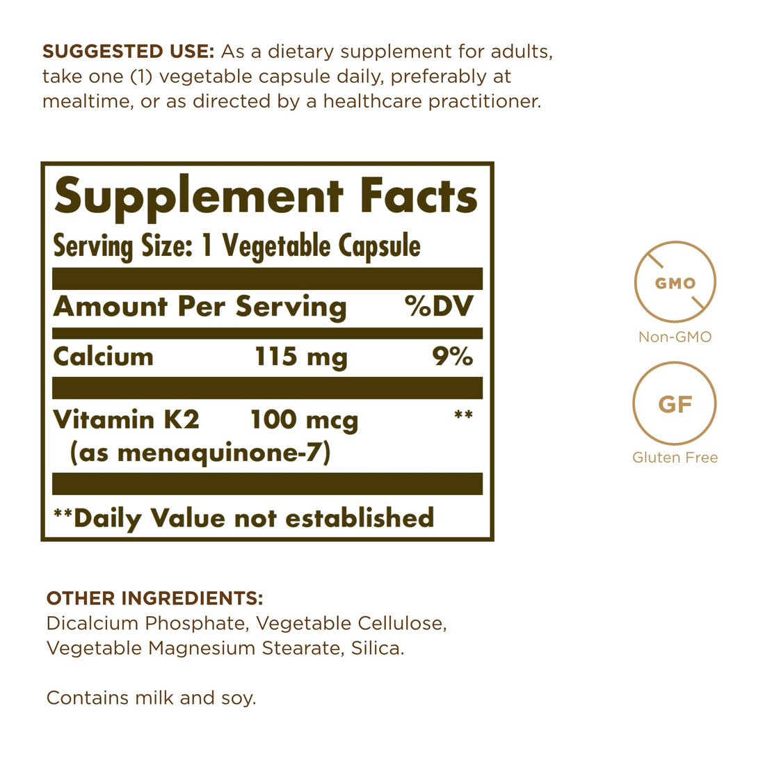 Solgar Naturally Sourced Vitamin K2 (MK-7) 100 mcg - 50 Vegetable Capsules, Pack of 4 - Supports Bone Health - Whole Food Source from Natto Extract - Non-GMO, Gluten Free - 200 Total Servings