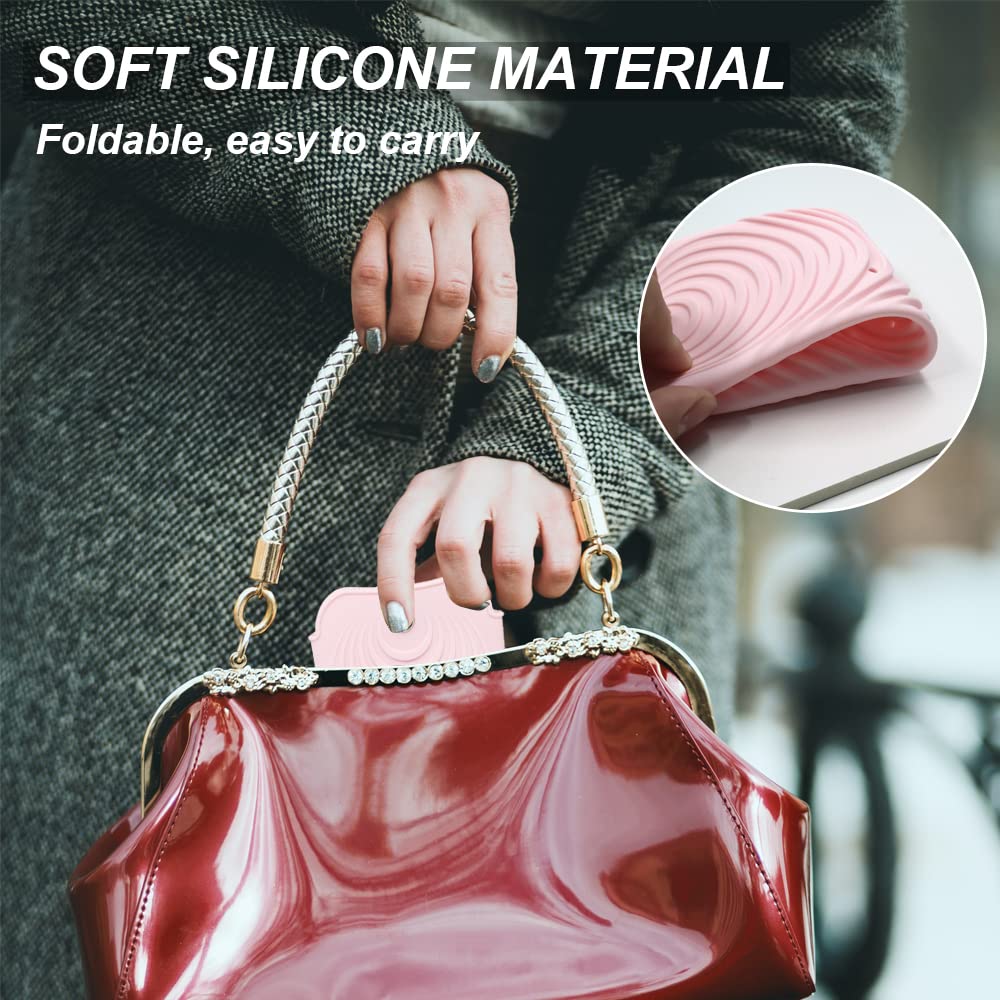 Heat Resistant Silicone Mat Pouch for Hair Straightener, Non-Slip Travel Pad Cover for Curling & Flat Iron, Portable Styling Heat Mat Holder for Curler Wand and Hot Waver (Pink)