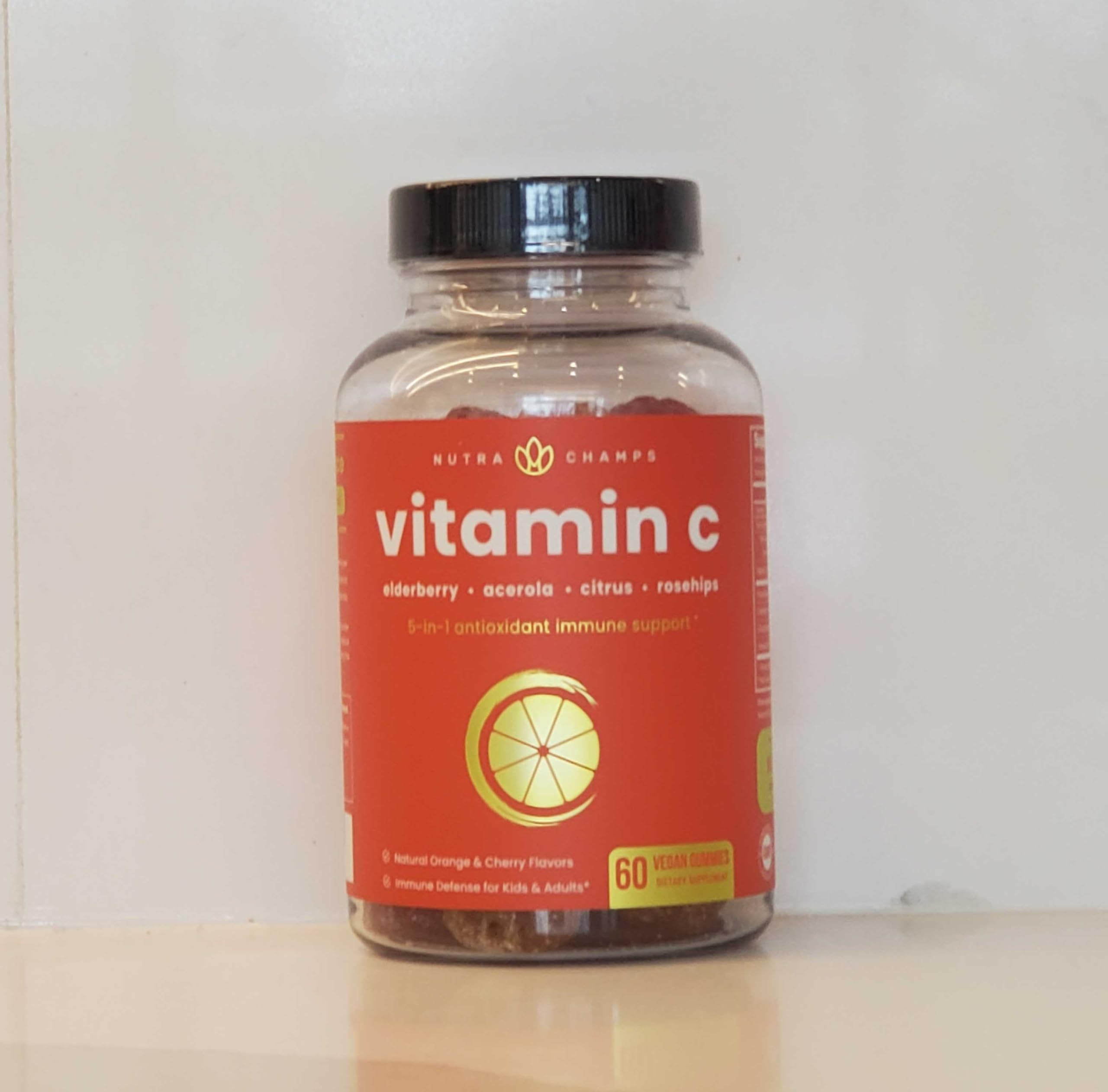 NutraChamps Vitamin C Gummies for Adults & Kids, 5-in-1 Immune System Support with Elderberry, Rosehips, Citrus Bioflavonoids & Acerola Cherry, Immunity Booster Supplement (Pack of 2)