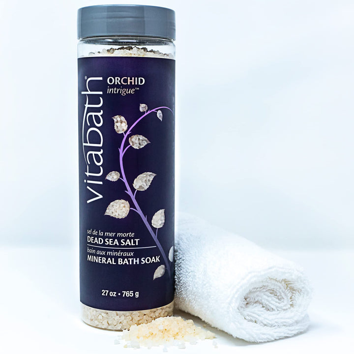 Vitabath Orchid Intrigue Mineral Bath Soak Infused with Amber, Jasmine & Musk - Muscle Relaxing Sea Salts & Skin Moisturizing Oils - Cruelty-Free - 27 oz