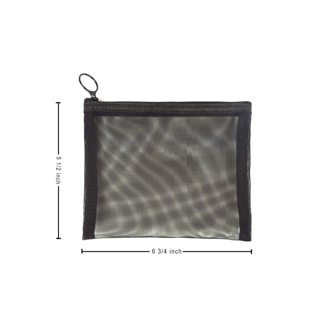 Patu Zipper Mesh Bags, Size M / A6, 5 Pieces, Beauty Makeup Cosmetic Accessories Organizer, Travel Toiletry Kit Set Storage Pouch, Black