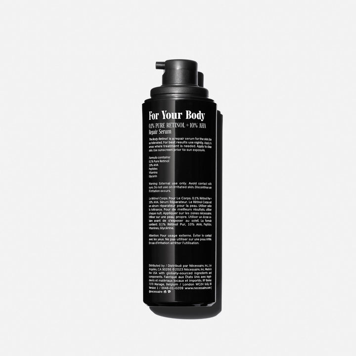 Nécessaire - The Body Retinol. Retinol Repair Serum + Retinol Body Lotion In One. Crepey Skin Treatment. Wrinkle + Line Prevention. 0.1% Pure Retinol + 10% AHA. 5.1 oz