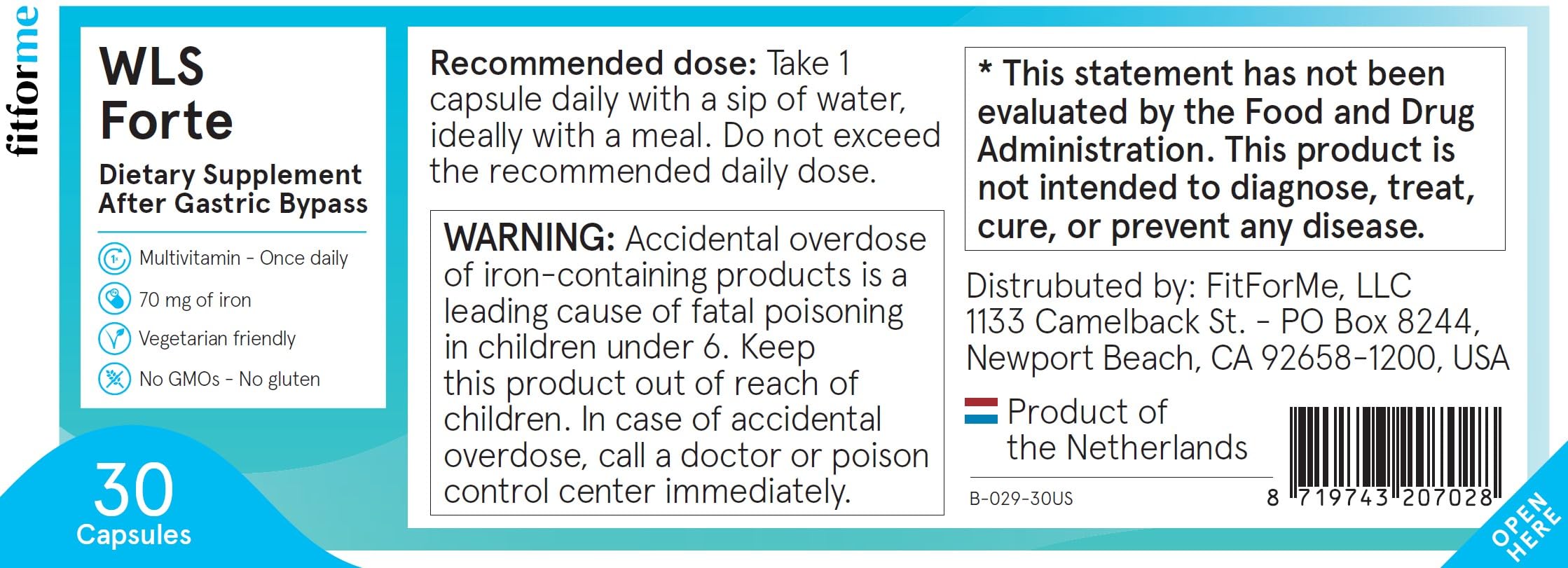 FitForMe Bariatric Multivitamins with Iron After Gastric Bypass - One a Day WLS Forte Capsule Starter Pack - 30 Days Supply of Vitamins & Minerals, Scientifically Proven