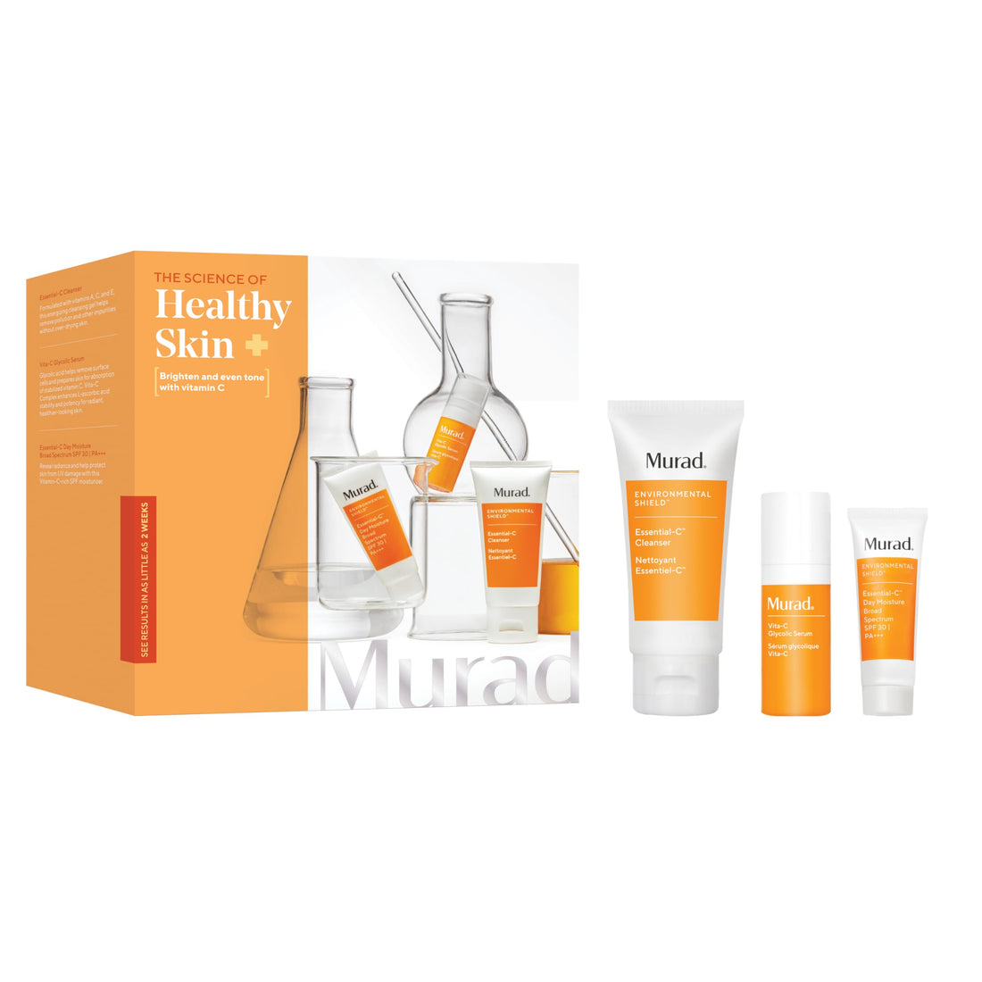 Murad Brighten Trial Kit - Brighten & Even Tone 3-Piece Trial Kit ($82 Value) - Vitamin & Antioxidant Rich Treatment - Ess-C Cleanser 2Fl Oz, Vita-C Glycolic Serum 0.33Fl Oz, Ess-C Day SPF 30 0.8Fl Oz