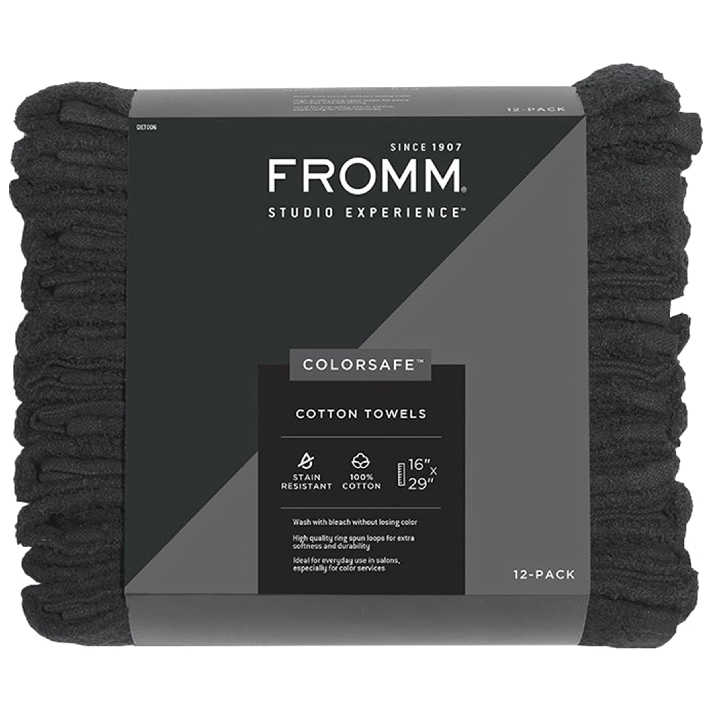 FROMM COLOR STUDIO BLACK COLORSAFE COTTON TOWEL 12 PACK