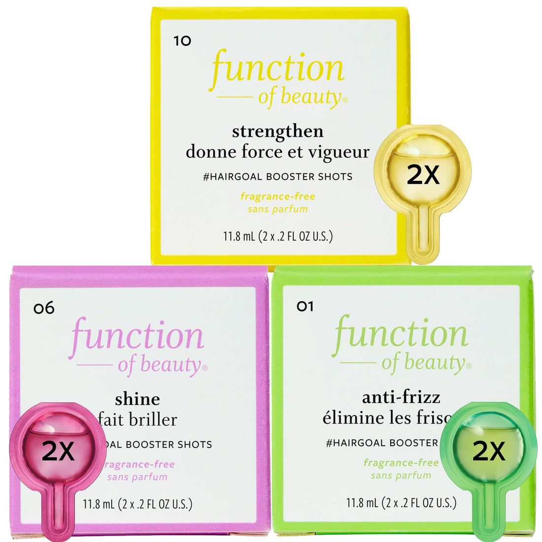 Function of Beauty Wavy Hair Add-In Booster Treatment Bundle – Hair Goals Include Anti-Frizz, Strengthen & Shine #HairGoal Boosters