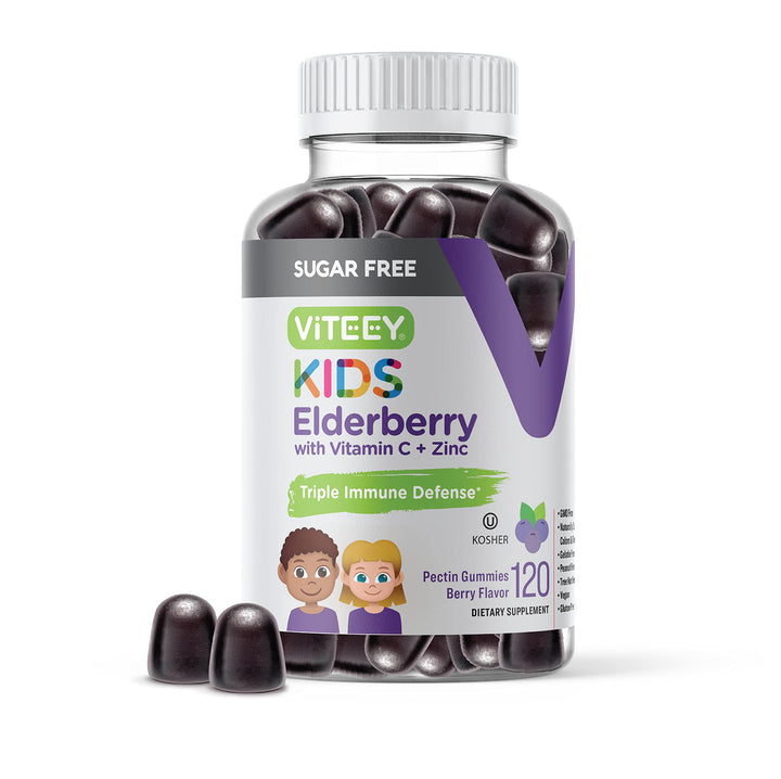 Sambucus Elderberry Gummies for Kids - Sugar Free - Immune Support Supplements with Vitamin C & Zinc, [3-1 Immune Booster] Vegan, Gelatin Free, Gluten Free - Tasty Chewable Berry Flavored Gummy