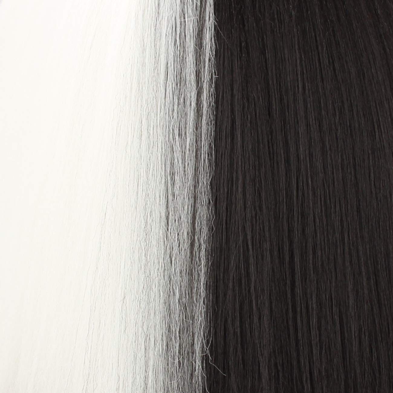 WeKen Halloween Wig Women Short Bob Kinky Straight Full Bangs Synthetic Black and White by WeKen