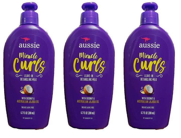 Aussie Miracle Curls Leave-In Detangler Milk 6.7 Ounce (200ml) (3 Pack)
