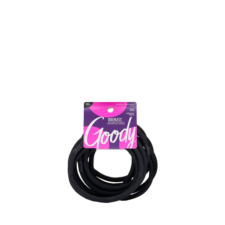GOODY Ouchless XL & Extra Thick Elastics, Black, 10.0 Count,