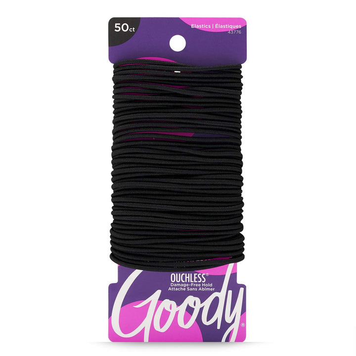 Goody Ouchless No Metal Elastics, Large, Thin Black, 2 mm, 50 Count (Pack of 2)