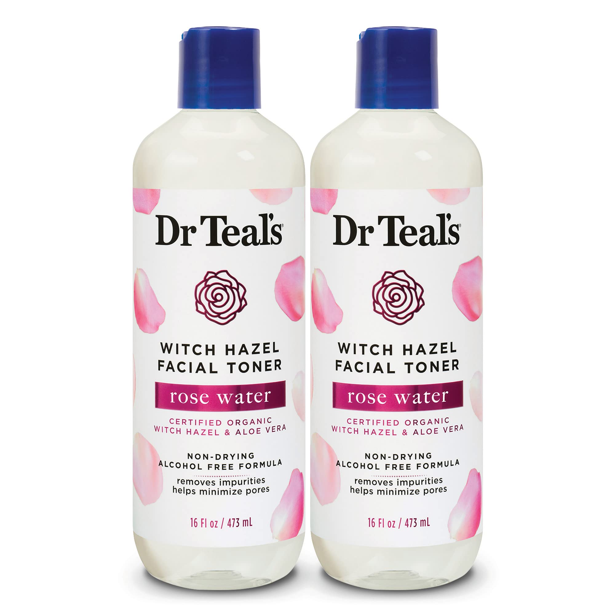 Dr Teal’s Witch Hazel Facial Toner, Rose Water, 16 fl oz (Pack of 2)