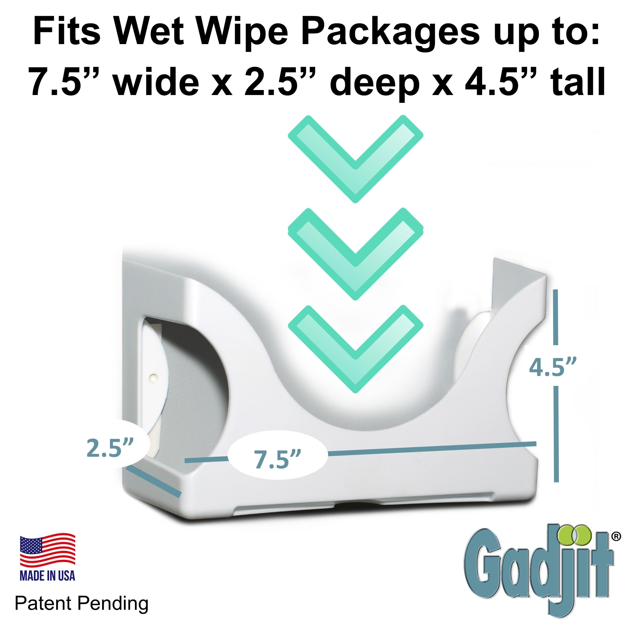 Gadjit Wet Wipes-Baby Wipe Wall Dispenser (2 Pack-WHITE) | Mounts on a Wall and Holds Up to a 84 Count Pack of Wipes | Keeps Wipes Within Easy Reach | One-Handed Wipes Dispensing Diaper Station