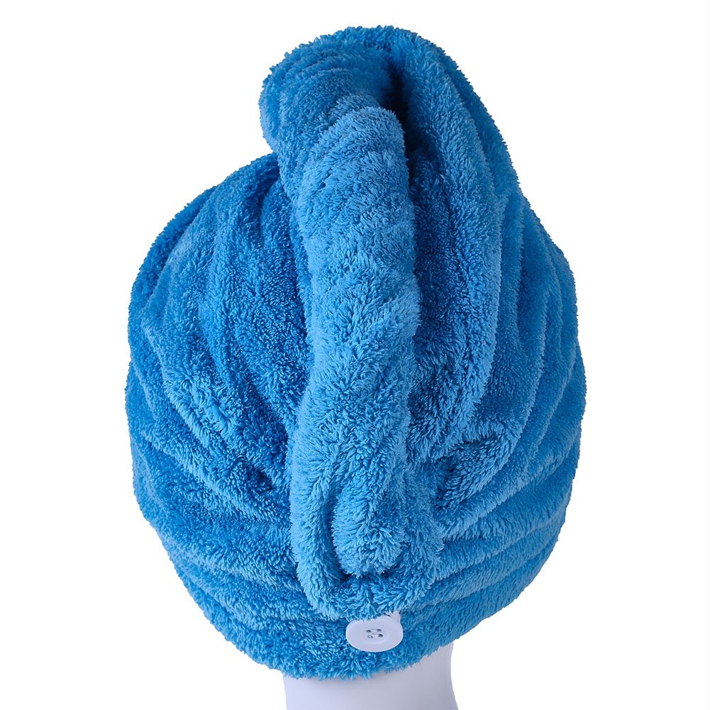 YYXR Microfiber Hair Drying Towel Ultra Absorbent Twist Hair Turban Drying Cap Hair Wrap (blue)
