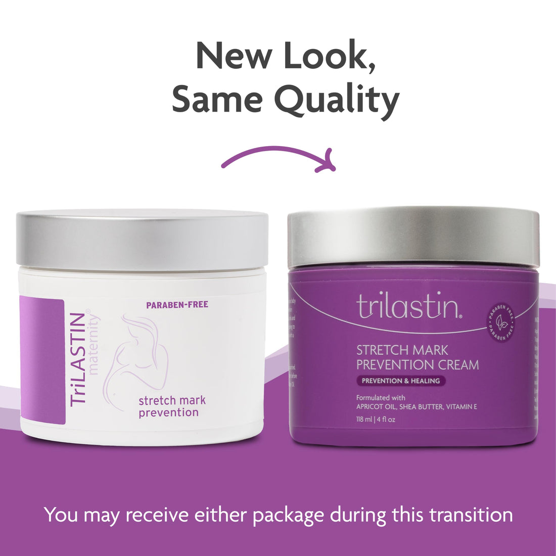 TriLASTIN Maternity Stretch Mark Prevention Cream - Paraben-Free, Hypoallergic, and Safe for Pregnancy - Stretch Mark Cream for Pregnant Women - 4 Oz - Belly Cream for Pregnant Women