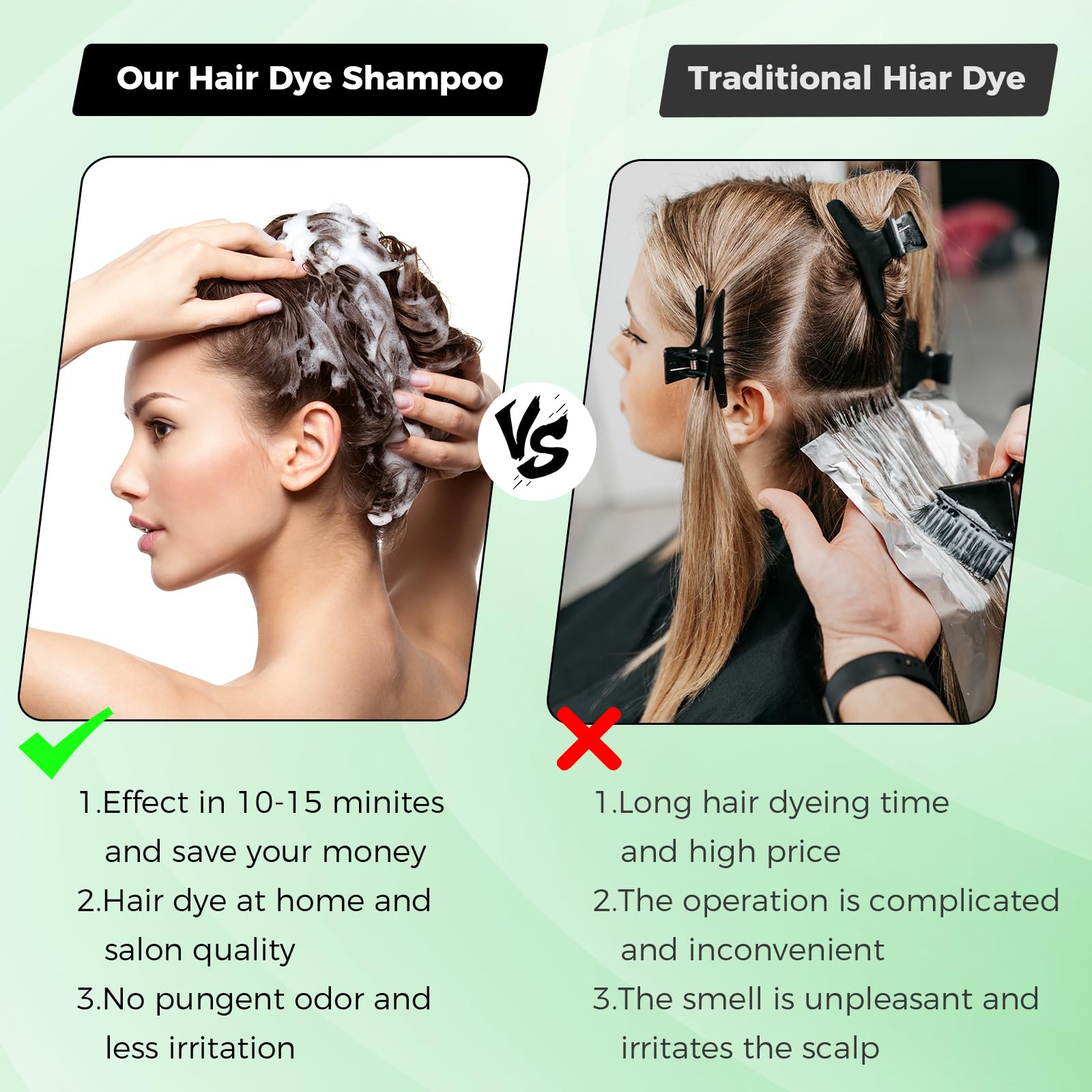 BELEZALIB Black Hair Dye Shampoo for Woman & Man, Argan Hair Color Shampoo 3 in 1, Semi-Permanent Gray Hair Coverage, Mild Formula, Lasts 30 Days(16.90 oz)