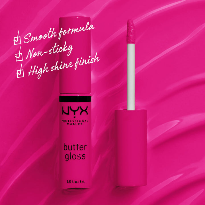 NYX PROFESSIONAL MAKEUP Butter Gloss - Summer Fruit (Hot Pink), Non-Sticky Lip Gloss