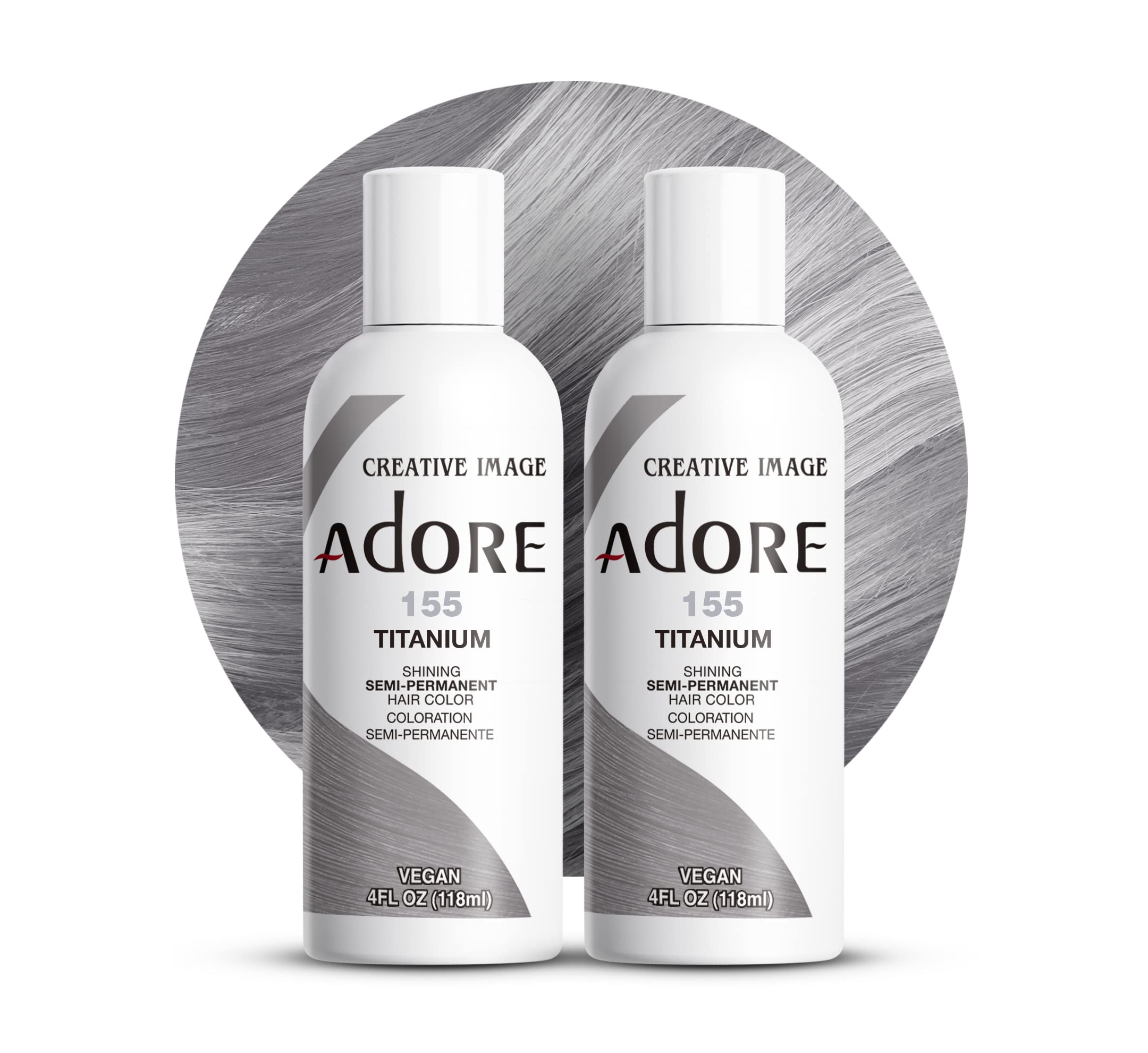 Adore Semi-Permanent Haircolor #155 Titanium 4 Ounce 118ml 2 Pack
