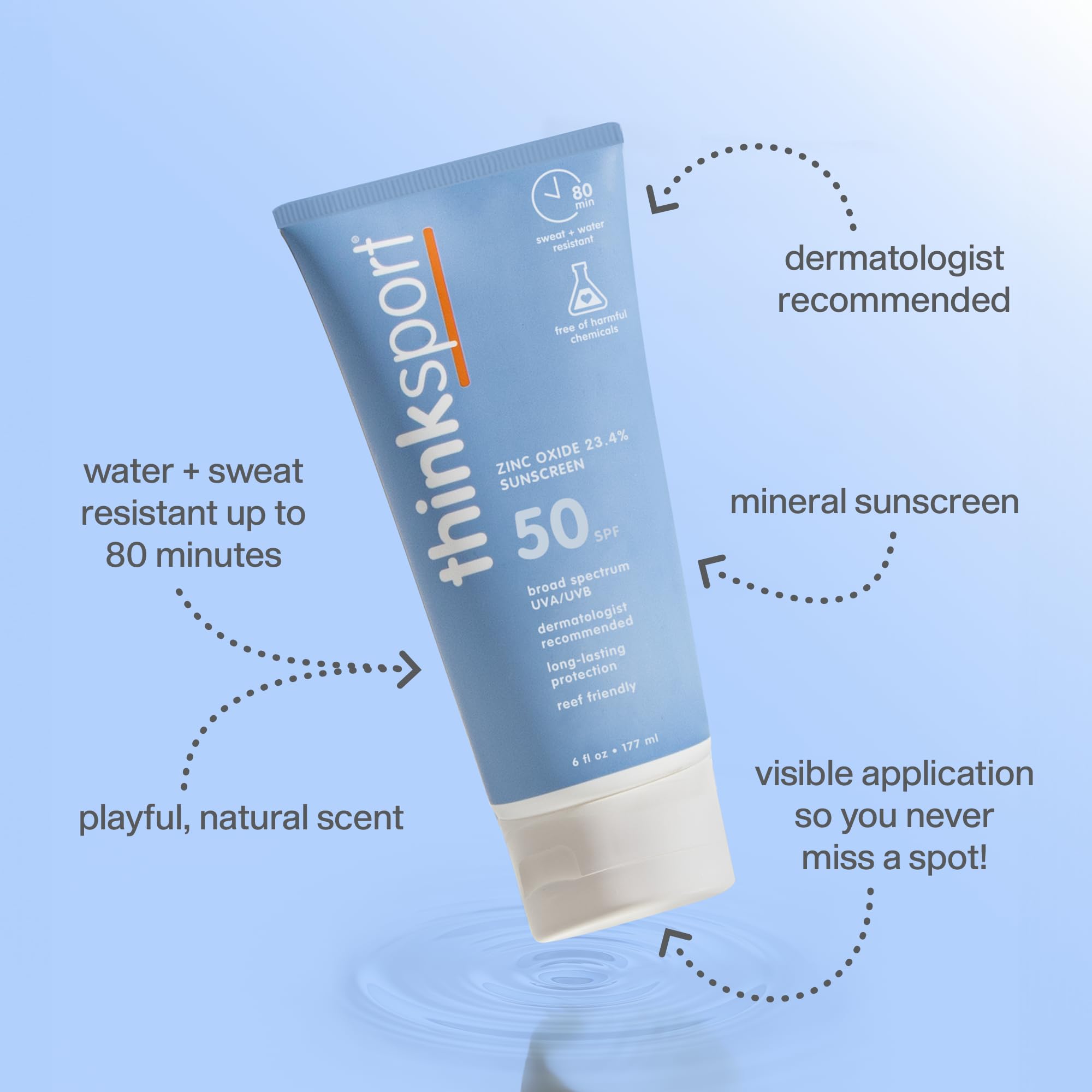 Thinksport Sunscreen SPF 50+, 6 Ounce