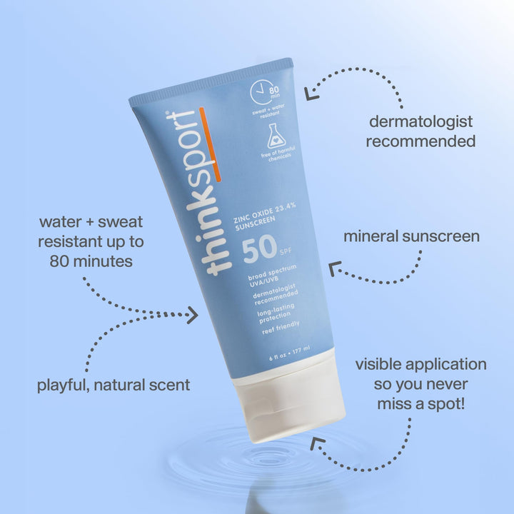 Thinksport Sunscreen SPF 50+, 6 Ounce