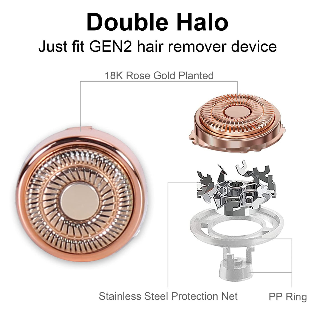 co2CREA Hard Case and Replacement Head Compatible with Finishing Touch Flawless Facial Hair Remover Electric Face Razor for Women (Rose Gold Case + Replacement Head)