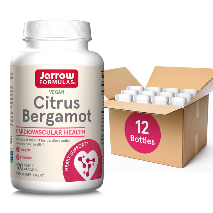 Jarrow Formulas Citrus Bergamot 500mg-120 Servings (Veggie Caps)- Antioxidant Support for Cardiovascular & Metabolic Health-Dietary Supplement-Gluten Free-Use QH-Absorb,12 Packs