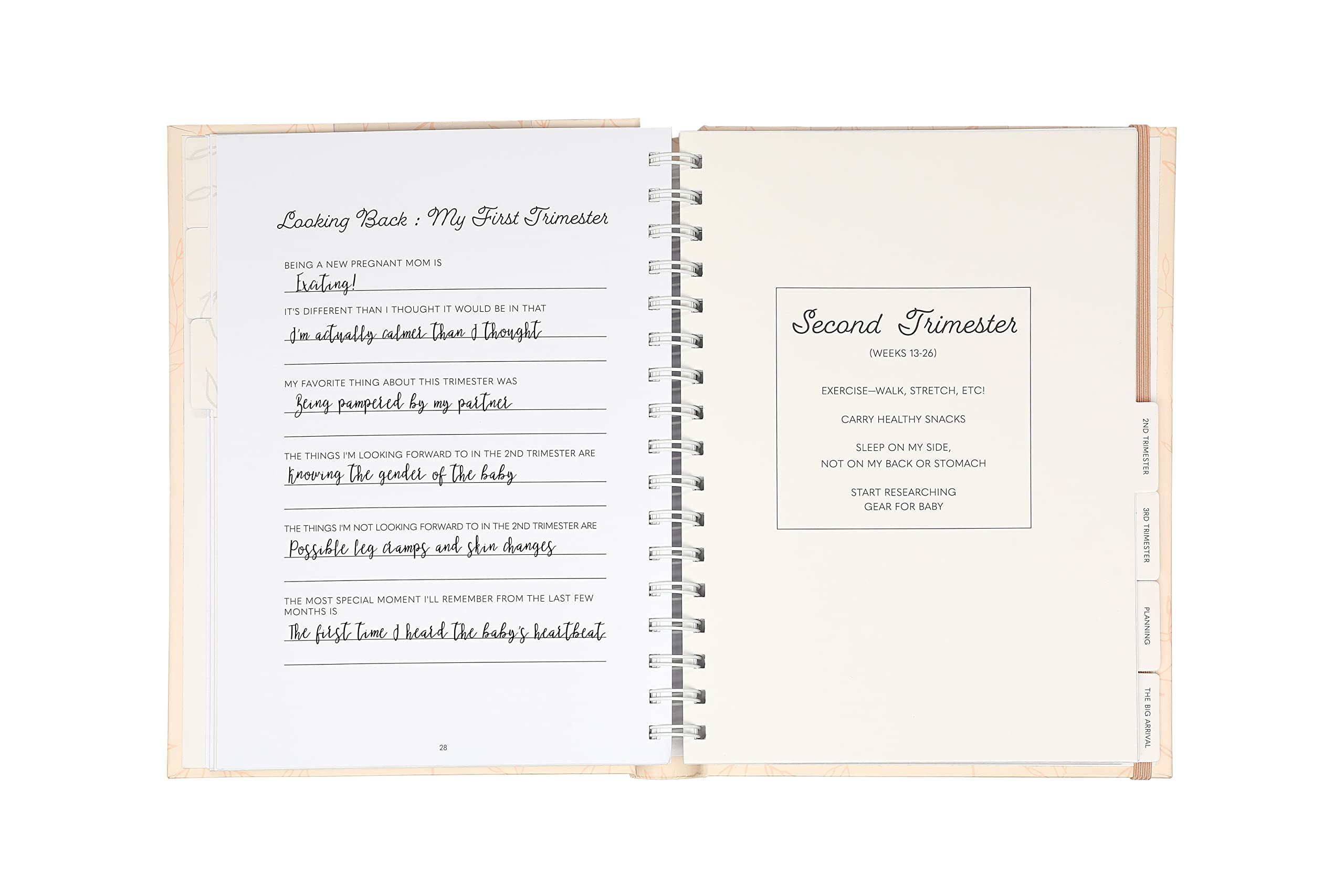 Pearhead Little Bundle of Joy Pregnancy Journal, Keepsake Pregnancy Memory Book with Sonogram Photo, First Through Third Trimester Pregnancy Milestone Tracker, Blush Leaf