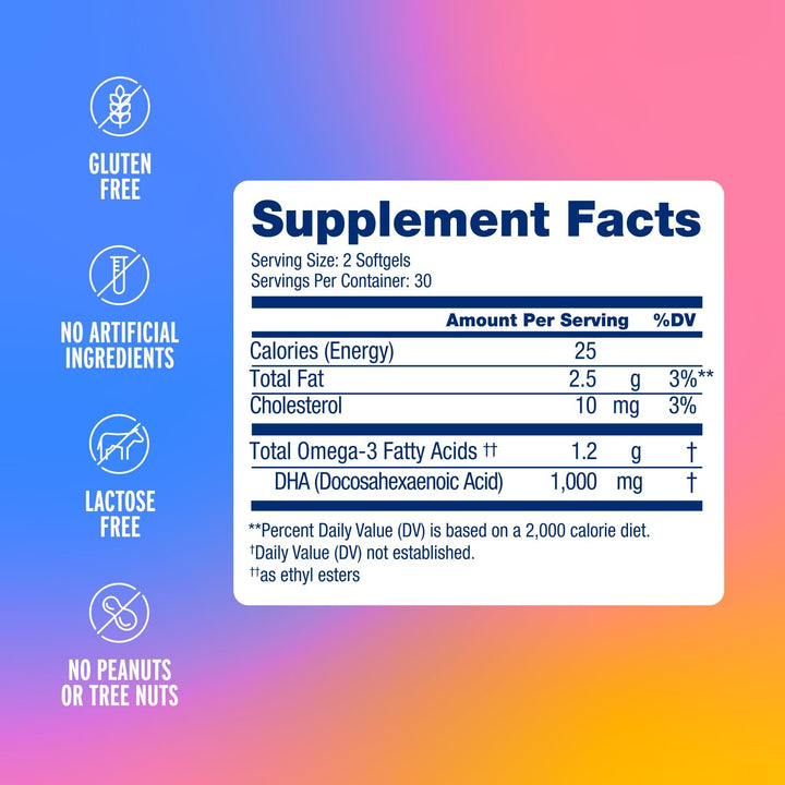 Oceanblue Essentials Brain Fuel – 60ct – Burpless Fish Oil – High Potency Omega-3 DHA for Brain and Eye Support – Easy to Swallow Softgels – Tasty Orange Flavor – 1 Month Supply