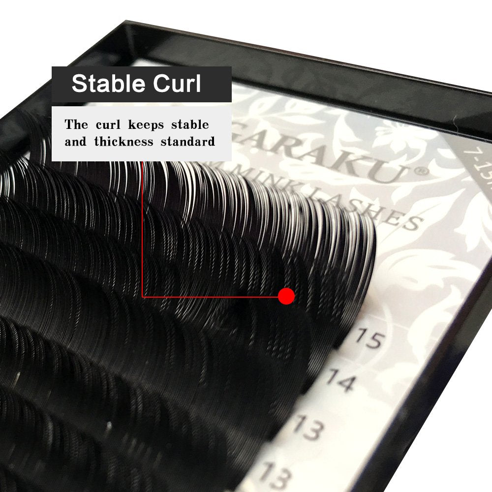 NAGARAKU Eyelash Extensions Individual Lashes 0.15mm J curl 7-15mm Mix Tray Classic Matte Black Natural Faux Mink 16 rows