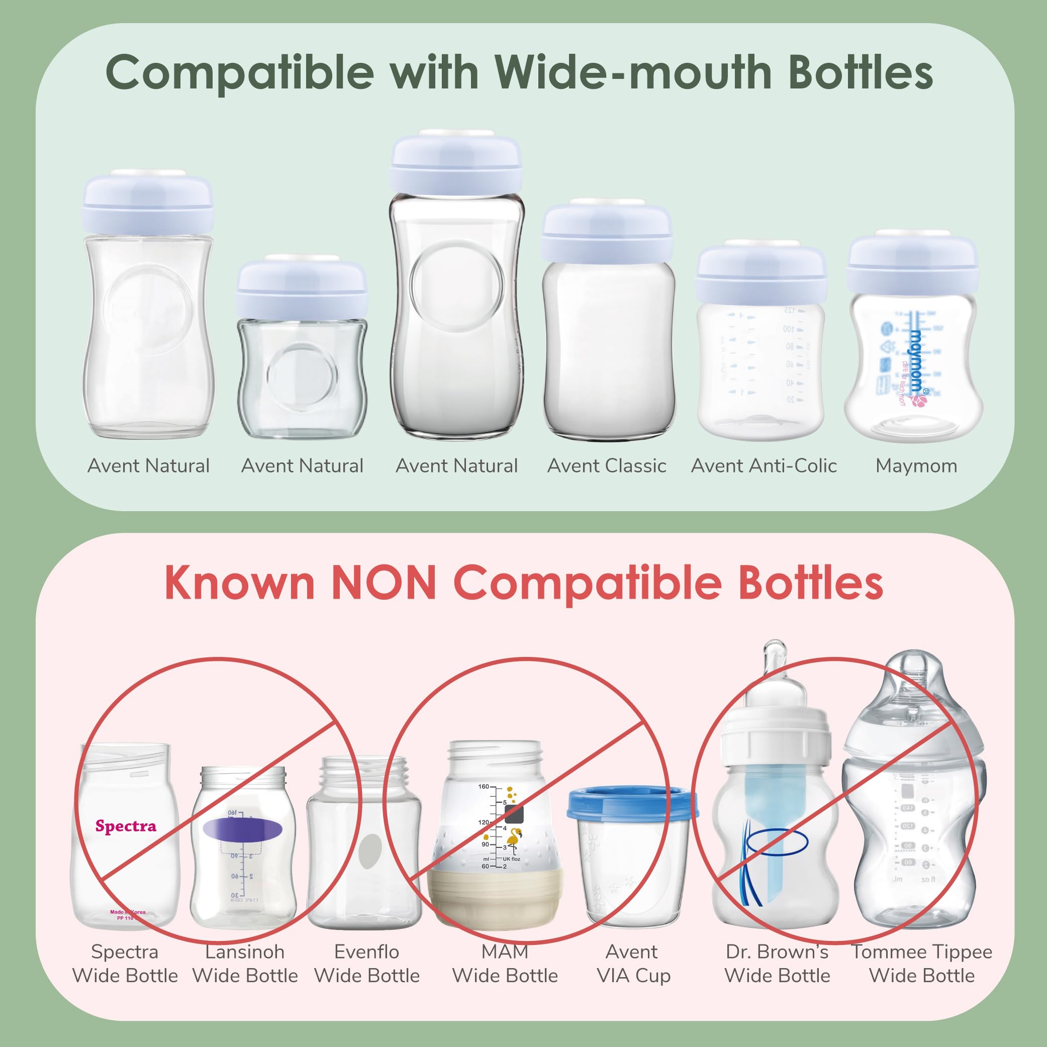 Maymom Screw Lids Aka Travel Caps with Rewritable Sealing Disc Compatible with Avent Bottle, Maymom Wide Mouth Bottles; Cap Replace Avent Natural Bottle Sealing Ring and Sealing Disc, 6pcs. (Blue)